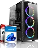 AMD Quad Gaming PC mit 3 Jahren Garantie! Athlon X4 950 Quad Core, 3.8 GHz - 16GB GDDR4 - 512 GB SSD - Geforce GT 1030 2 GB DDR5 - RGB Gaming - USB 3.0 - LAN - Win11 Pro - WLAN - MS Office - 7488